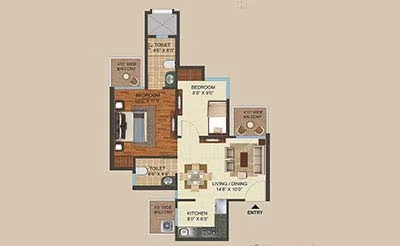 Grand city floor plan 2 BHK (COMPACT)