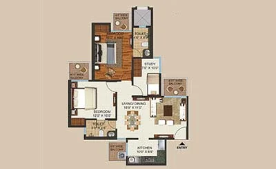 grand city 2 bhk + study (DELUX)