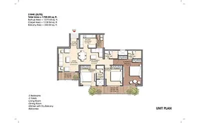 prateek canary 3bhk floor plan