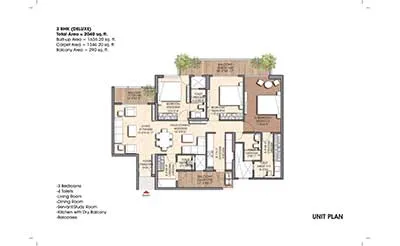 prateek canary 3 bhk floor plan