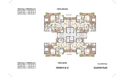 prateek canary 3bhk floor plan