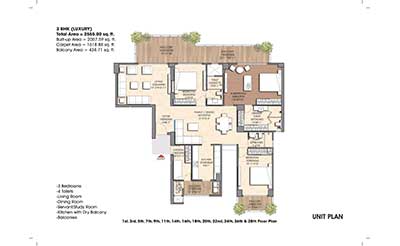 prateek canary 3bhk floor plan