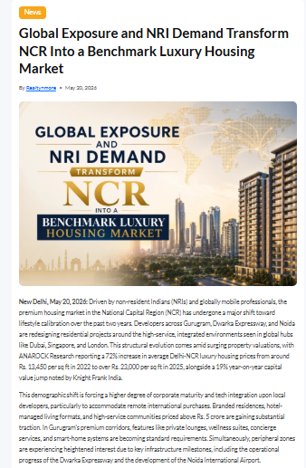 Global Exposure and NRI Demand Transform NCR Into a Benchmark Luxury Housing Market