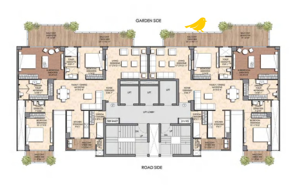 3 BHK Luxury Cluster Plan 1