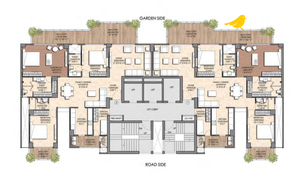 3 BHK Luxury Cluster Plan