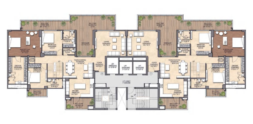 4 BHK Luxury Cluster Plan Duplex