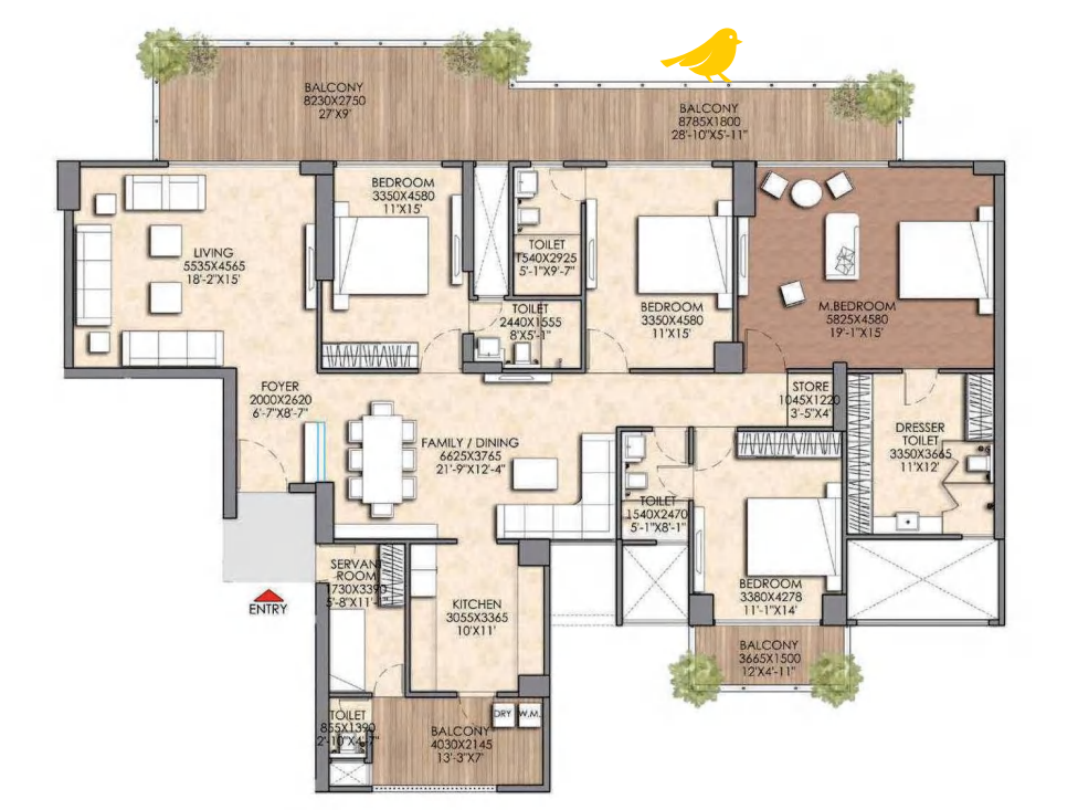 4 BHK Luxury Unit Plan