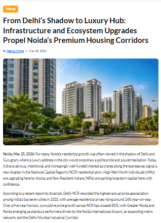 From Delhi’s Shadow to Luxury Hub: Infrastructure and Ecosystem Upgrades Propel Noida’s Premium Housing Corridors