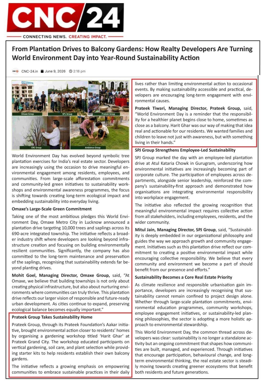 From Plantation Drives to Balcony Gardens: How Realty Developers Are Turning World Environment Day into Year-Round Sustainability Action