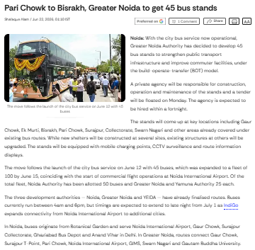 Pari Chowk to Bisrakh, Greater Noida to get 45 bus stands