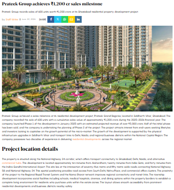 Prateek Group achieves major sales milestone