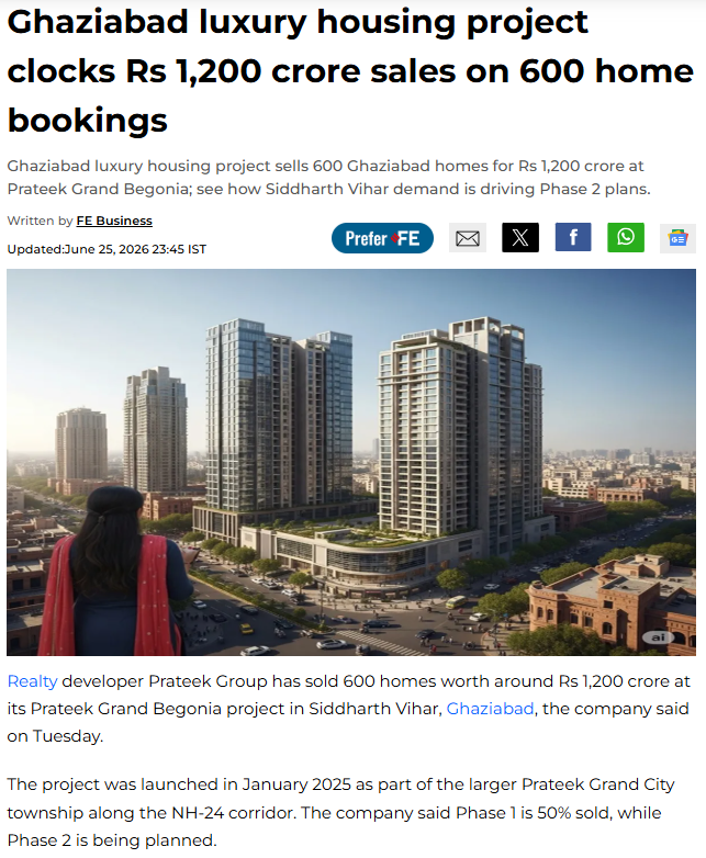 Ghaziabad luxury housing project clocks Rs 1,200 crore sales on 600 home bookings