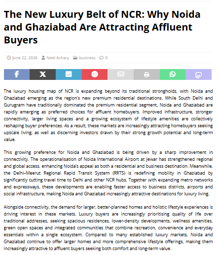 The New Luxury Belt of NCR: Why Noida and Ghaziabad Are Attracting Affluent Buyers