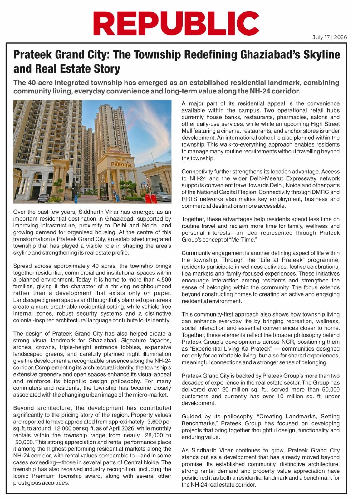 Prateek Grand City: The Township Redefining Ghaziabad’s Skyline and Real Estate Story
