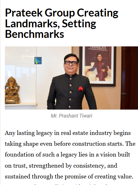 Prateek Group Creating Landmarks, Setting Benchmarks